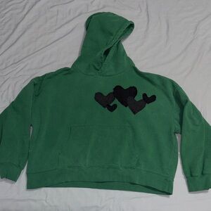 Green Hoodie with Black Heart Design